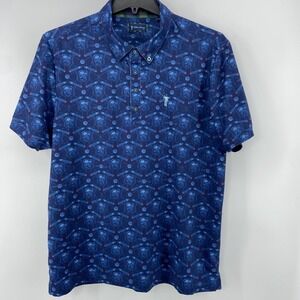 William Murray Shirt Mens Large Blue Polo Golf Whiskey Cigar Performance Stretch